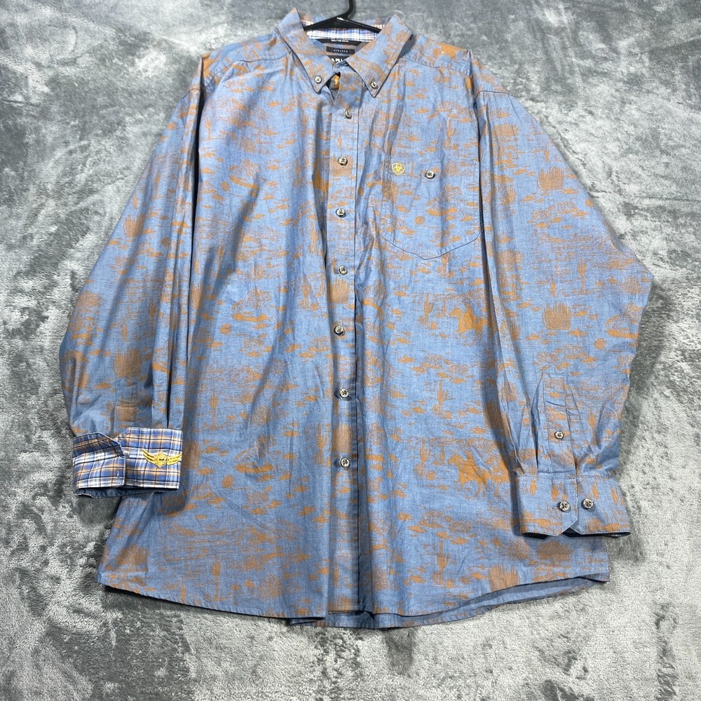 Ariat Shirt Men 2XL Horse Print Western Classic Fit Long Sleeve Button Flip Cuff